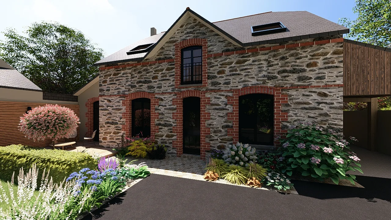 plan jardin conception 3d atelier morliere rennes bruz ille et vilaine 35 bretagne bain nordique terrasse pavage cuisine ete paysager architecte paysagiste visuel 2 ATELIER MORLIERE Conception de jardin à Rennes en ILLE-ET-VILAINE (35) Défiler