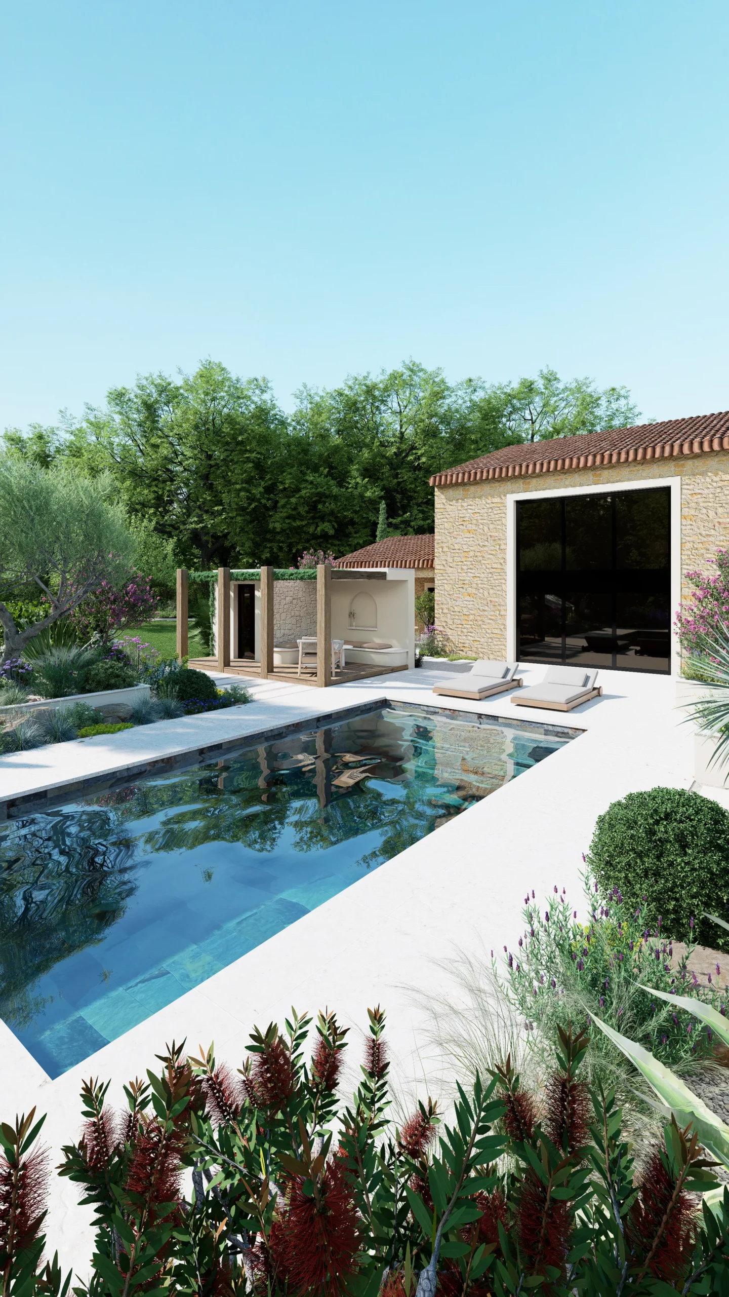 plan jardin conception concepteur paysagiste 3d atelier morliere rennes castres tarn 81 piscine terrasse poolhouse mediterraneen paysager architecte paysagiste visuel 37 scaled ATELIER MORLIERE Conception de jardin à Rennes en ILLE-ET-VILAINE (35) Défiler